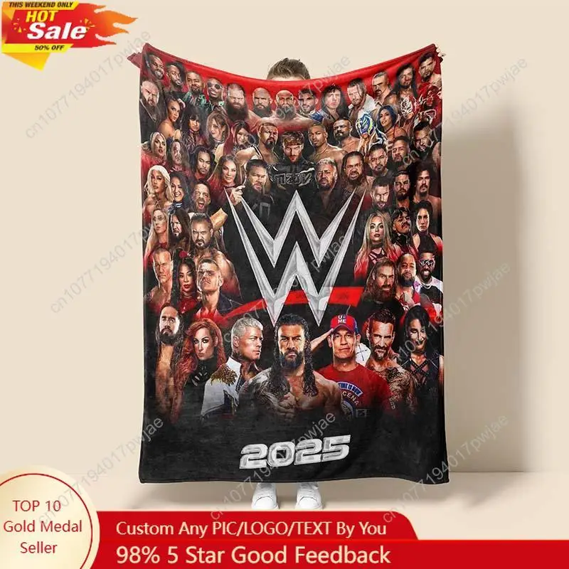 Home Fashion Textiles - WWE Logo Flannel Throw Blanket for