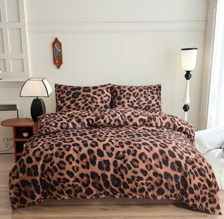 Linen Duvet Cover - Best-selling leopard print countryside style printed