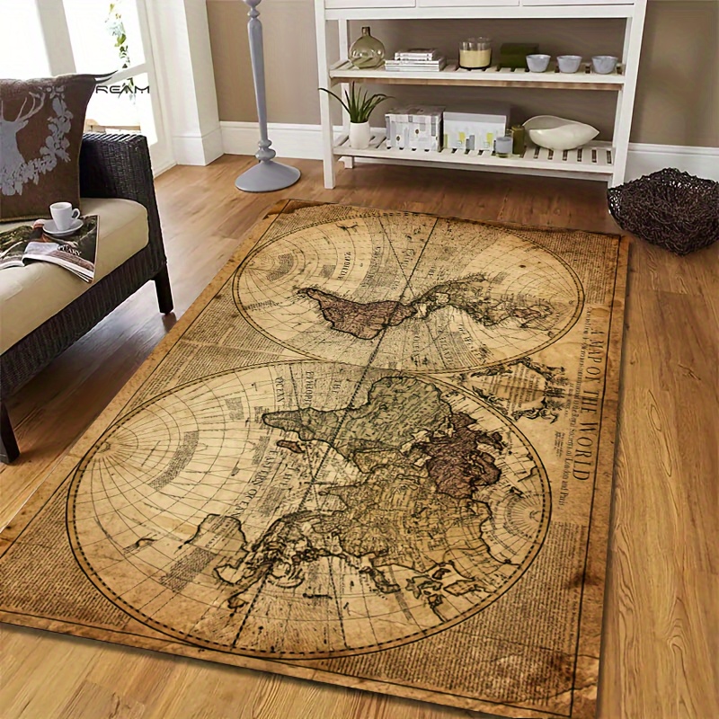Home Textiles Designer - Vintage Map Design Non-Slip Floor Mat