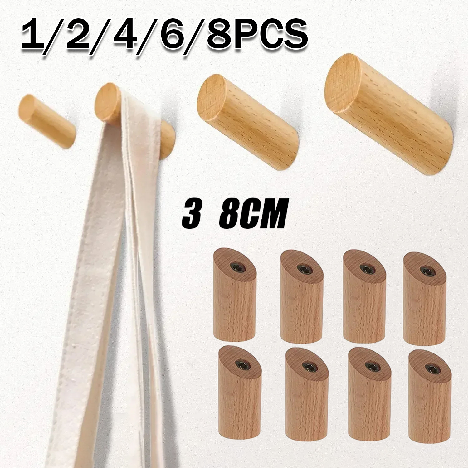 Home Textiles Towel - Wall Mounted Wooden Hooks for Clothes