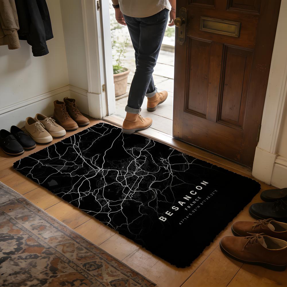 Black Classic City Map Floor M - Home Textiles City avis et prix