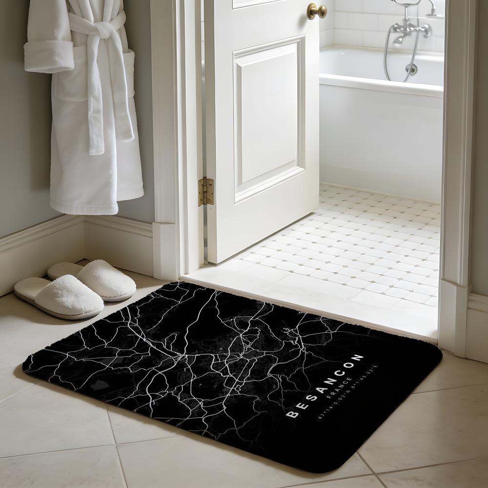Black Classic City Map Floor M - Home Textiles City avis et prix