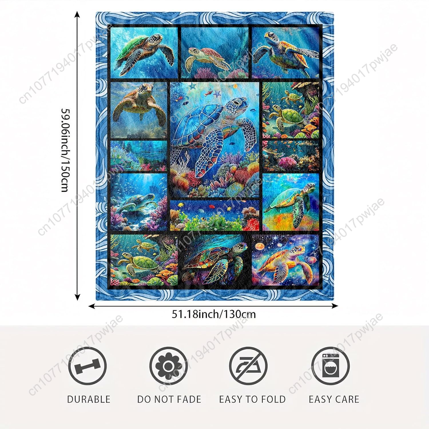 Sea Turtle Flannel Throw Blank - Home Textiles Towel avis et prix