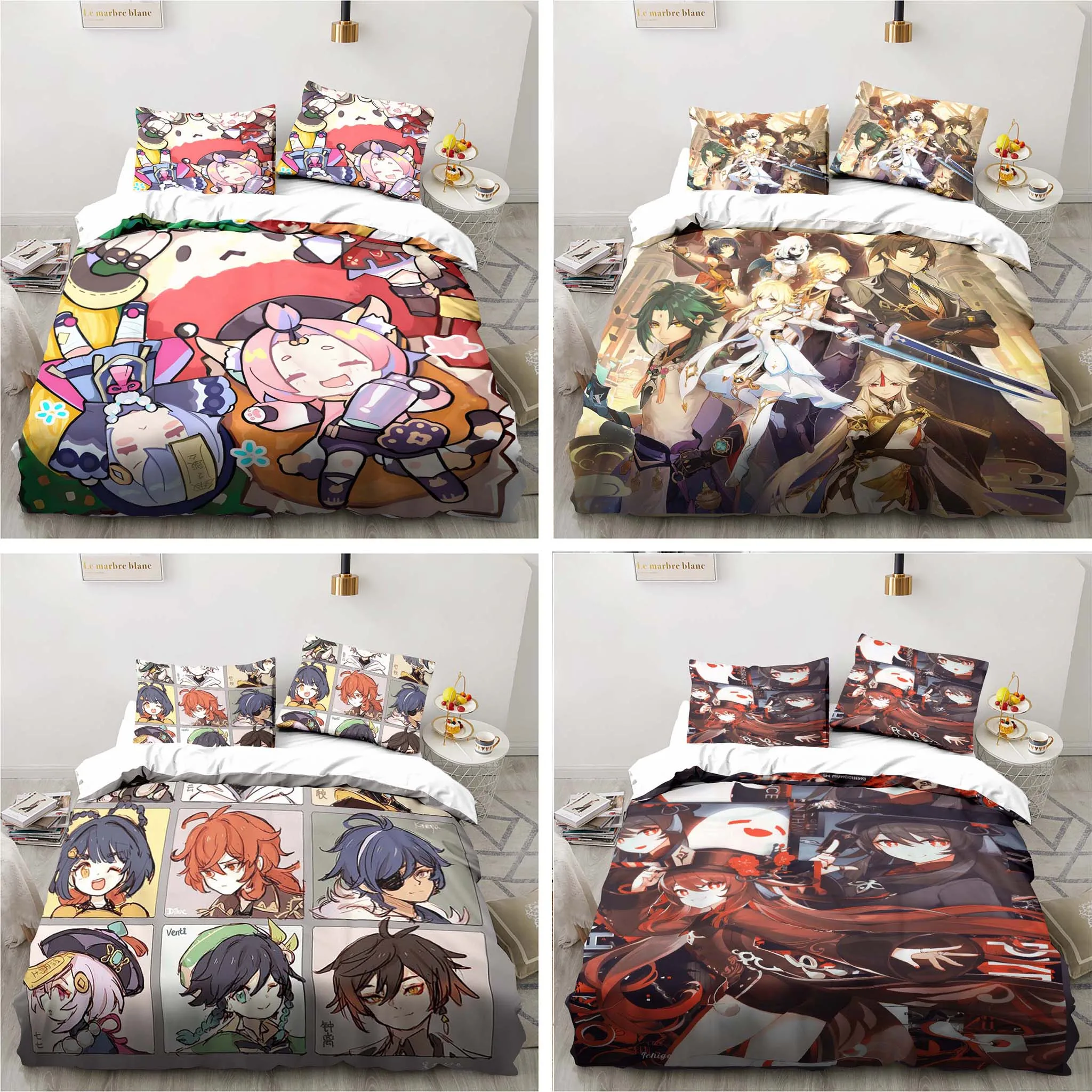 Cartoon Anime Genshin Impact G - Linen Duvet Cover avis et prix