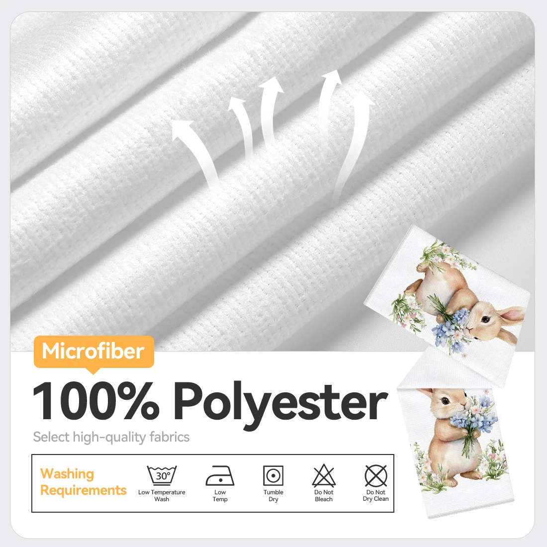 2 Pcs Easter Bunny Printed Kit - Home Textiles Towel avis et prix