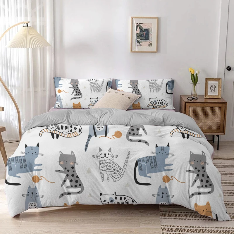 Cartoon Cat Duvet Cover Set Ca - Linen Duvet Cover avis et prix