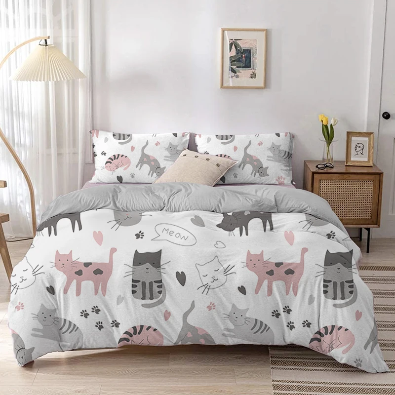 Cartoon Cat Duvet Cover Set Ca - Linen Duvet Cover avis et prix