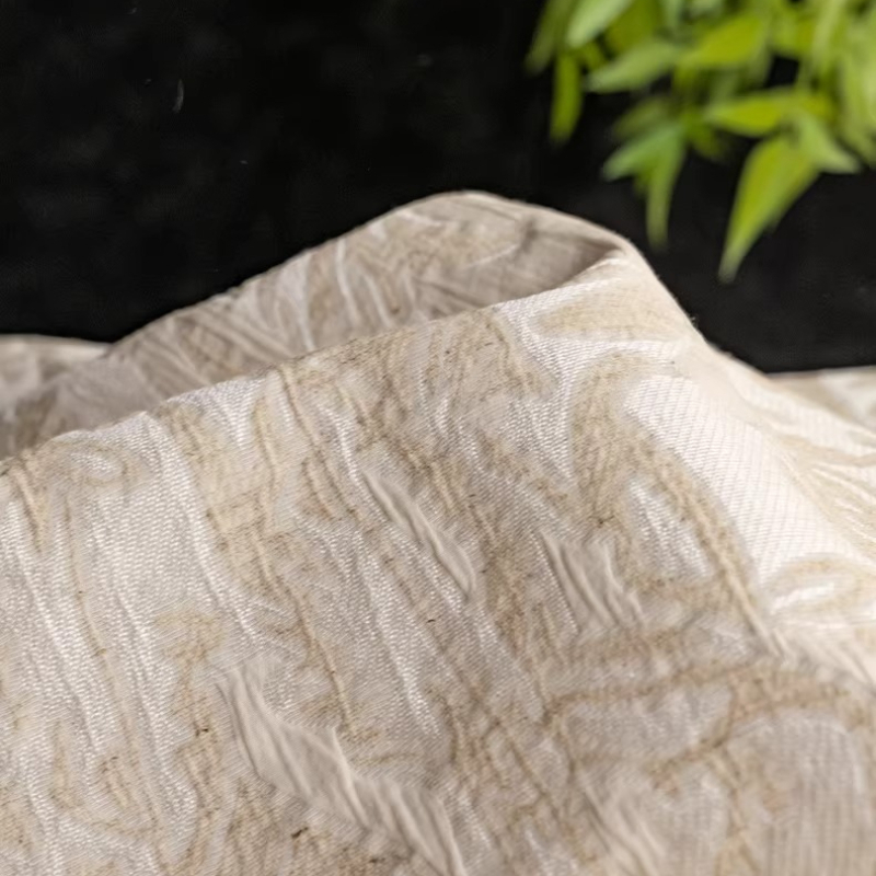 Beige Linen Jacquard Fabric Fl - Home Textiles Designer avis et prix