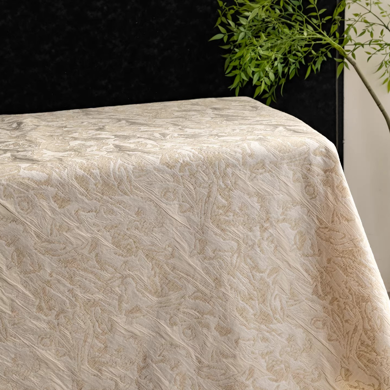 Beige Linen Jacquard Fabric Fl - Home Textiles Designer avis et prix