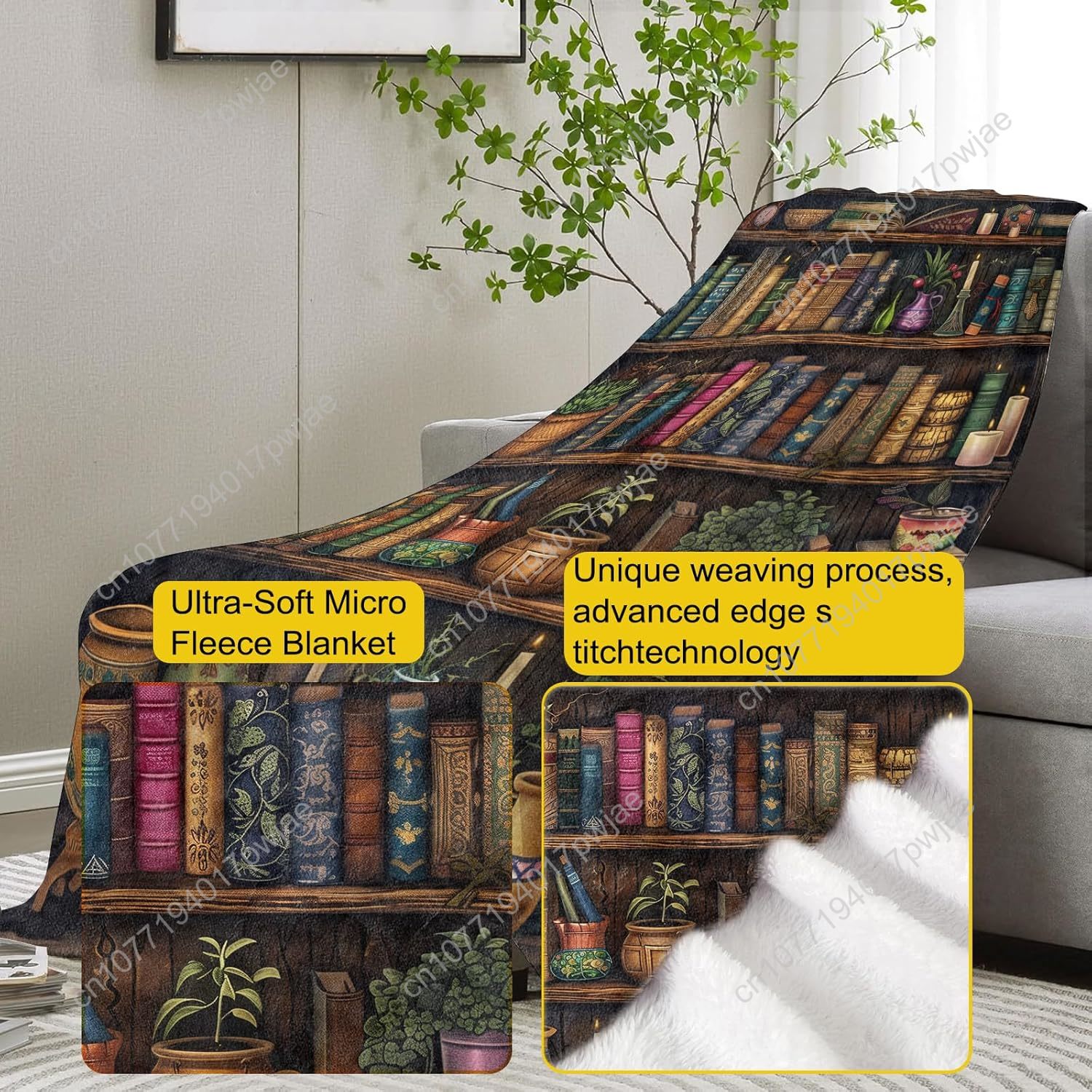 Vintage Bookshelf Blanket Read - Home Textiles Towel avis et prix