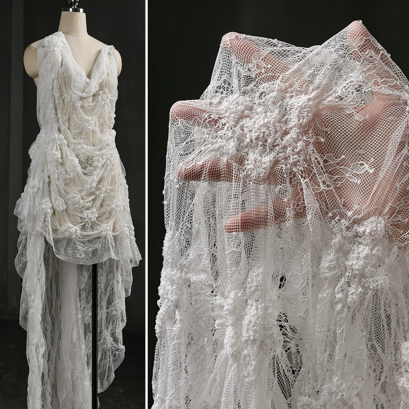 White Crinkled Sheer Lace Soft - Home Fashion Textiles avis et prix
