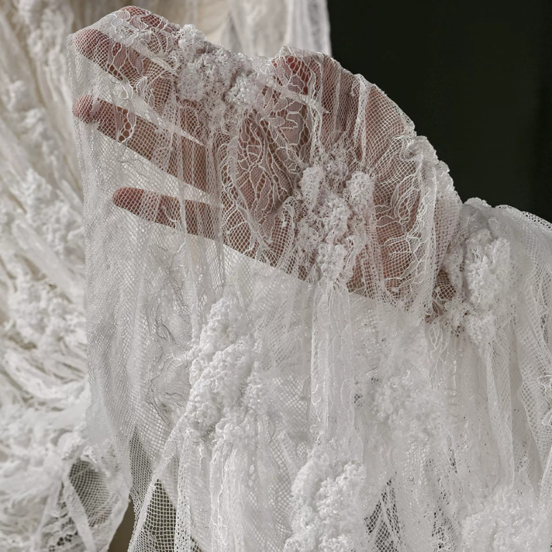 White Crinkled Sheer Lace Soft - Home Fashion Textiles avis et prix