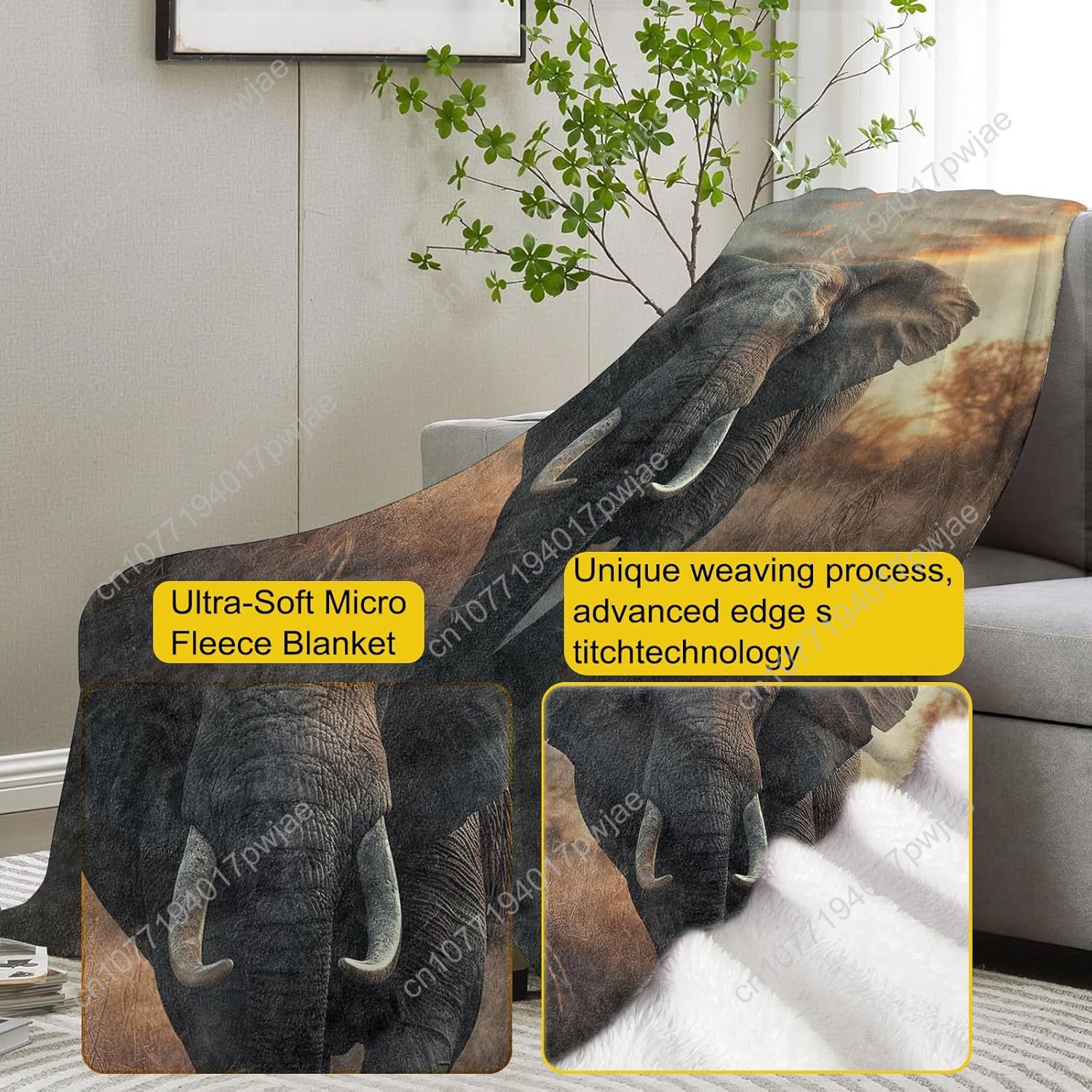 Elephant Fleece Blanket, Reali - Home Textiles Towel avis et prix