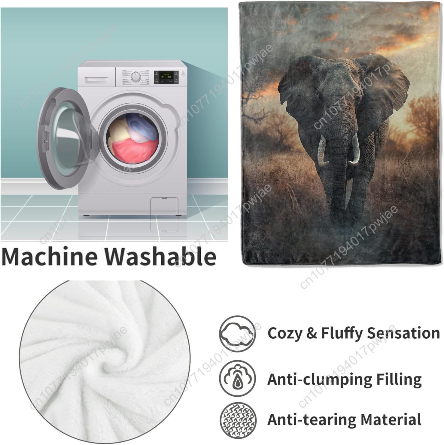Elephant Fleece Blanket, Reali - Home Textiles Towel avis et prix