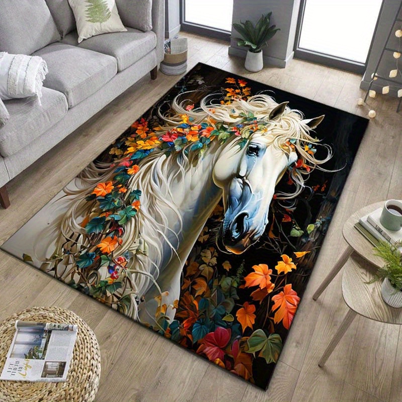 Elegant Horse Floral Rug for L - Home Textiles Trends avis et prix