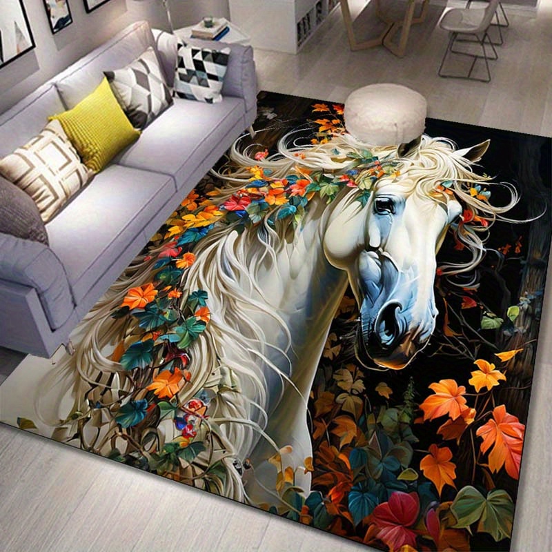 Elegant Horse Floral Rug for L - Home Textiles Trends avis et prix