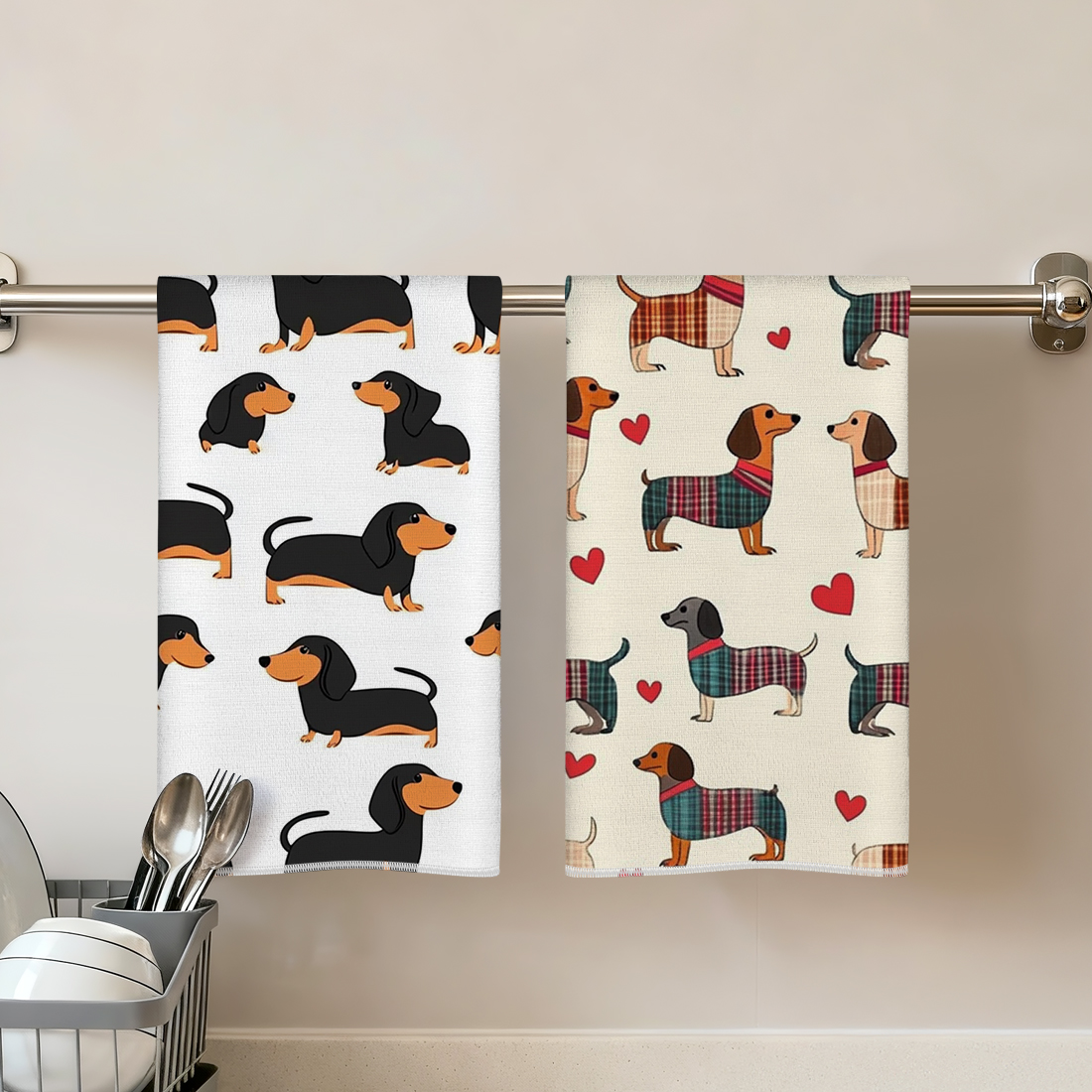 2 Pcs Dachshund Printed Kitche - Home Textiles Towel avis et prix