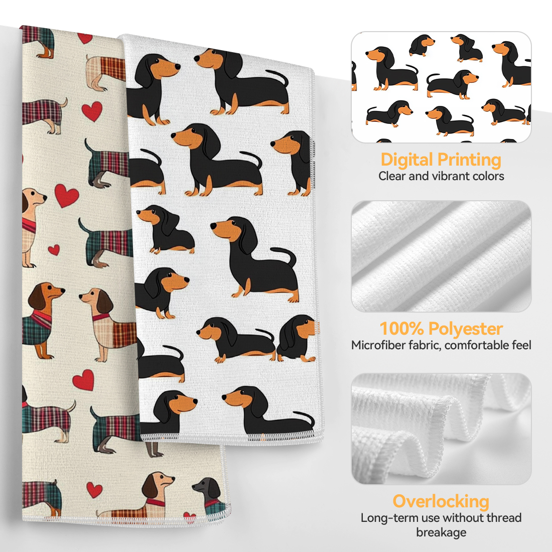 2 Pcs Dachshund Printed Kitche - Home Textiles Towel avis et prix