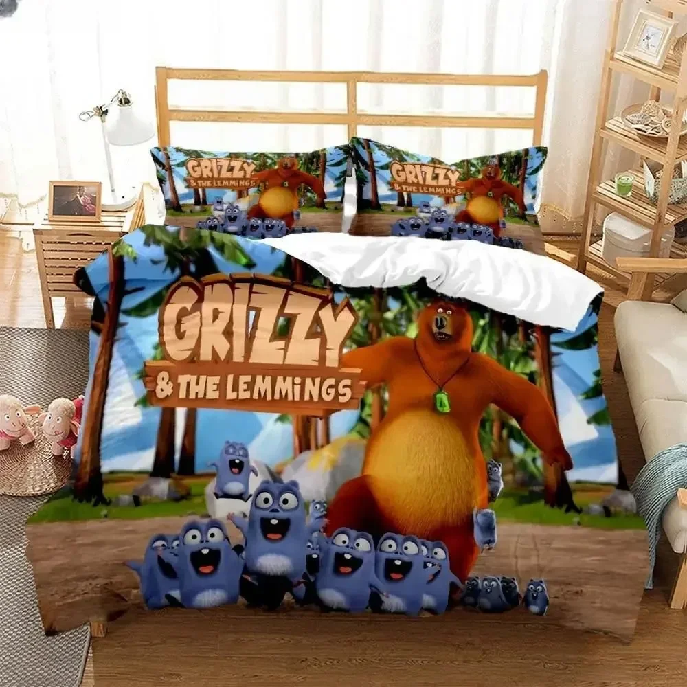 Grizzly & The Lemmings Cartoon - Linen Duvet Cover avis et prix