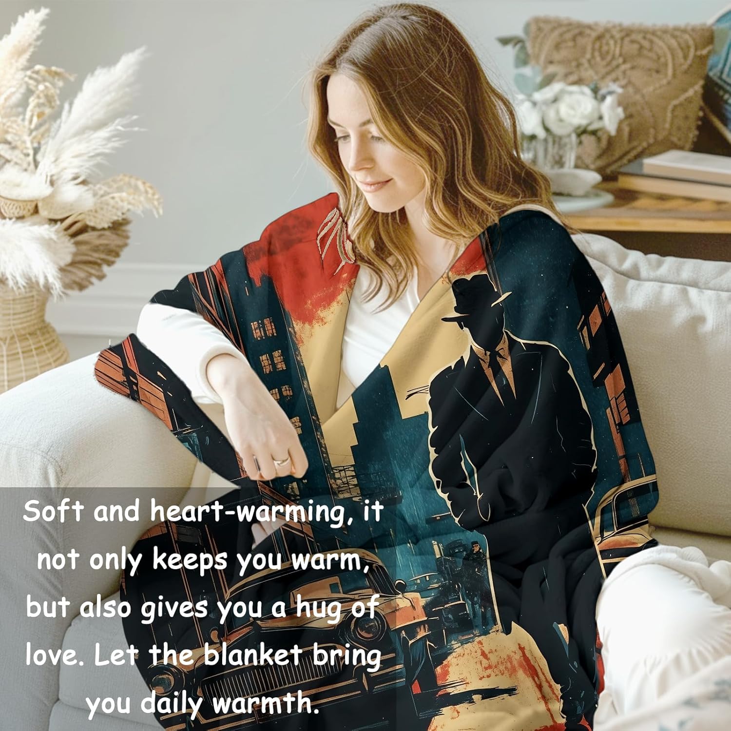 Noir Detective Blanket Gifts f - Home Textiles Towel avis et prix