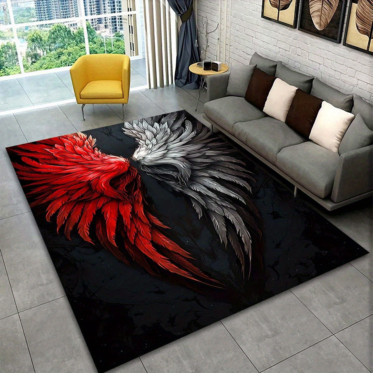 Red and White Wings Rug Modern - Home Textiles Designer avis et prix