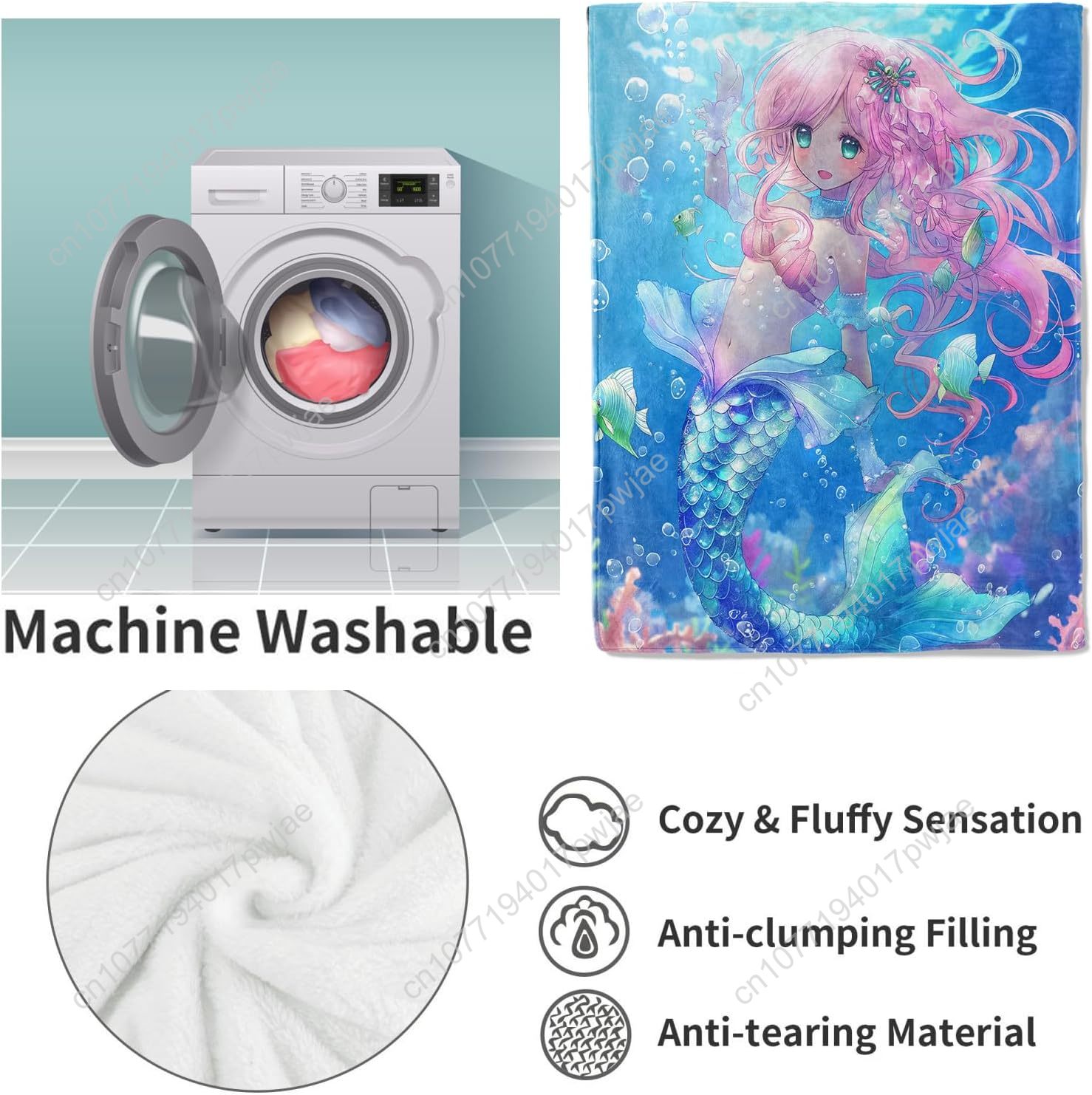 Cute Mermaid Blanket Cartoon F - Home Textiles Towel avis et prix