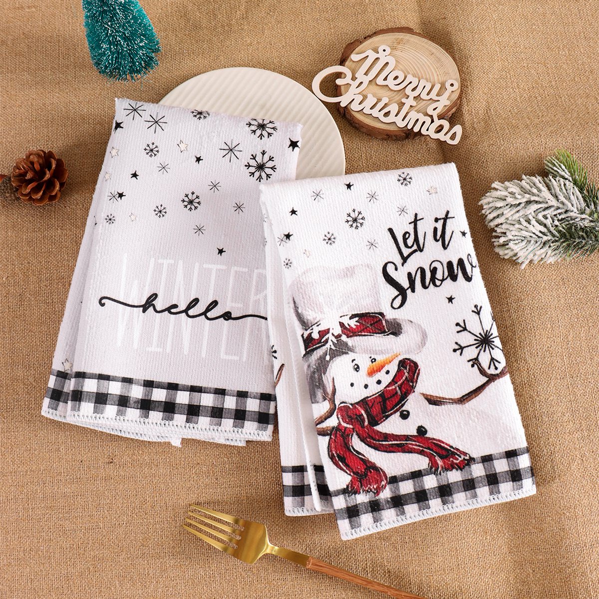 2pcs Christmas Kitchen Towels  - Home Textiles Towel avis et prix