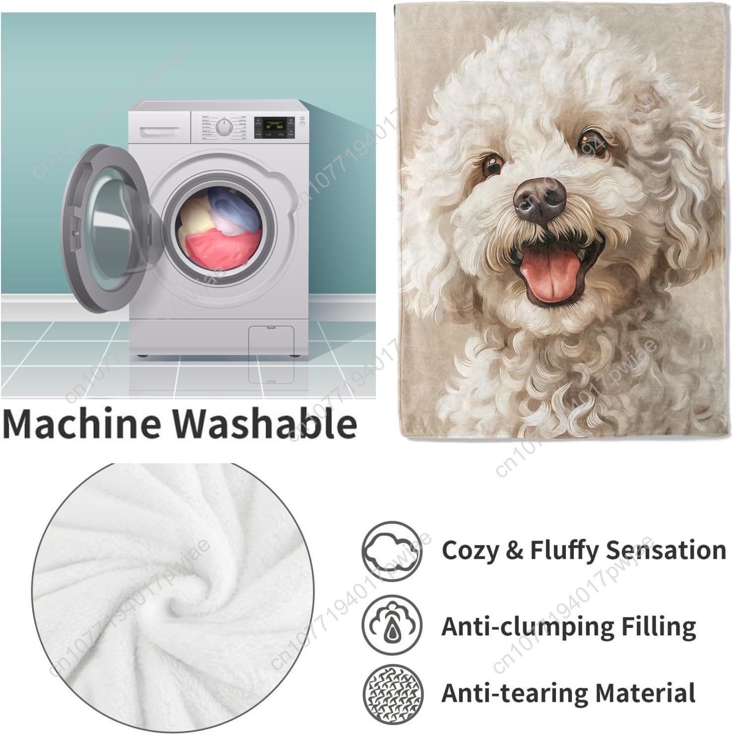 Joyful Poodle Portrait Blanket - Home Textiles Towel avis et prix