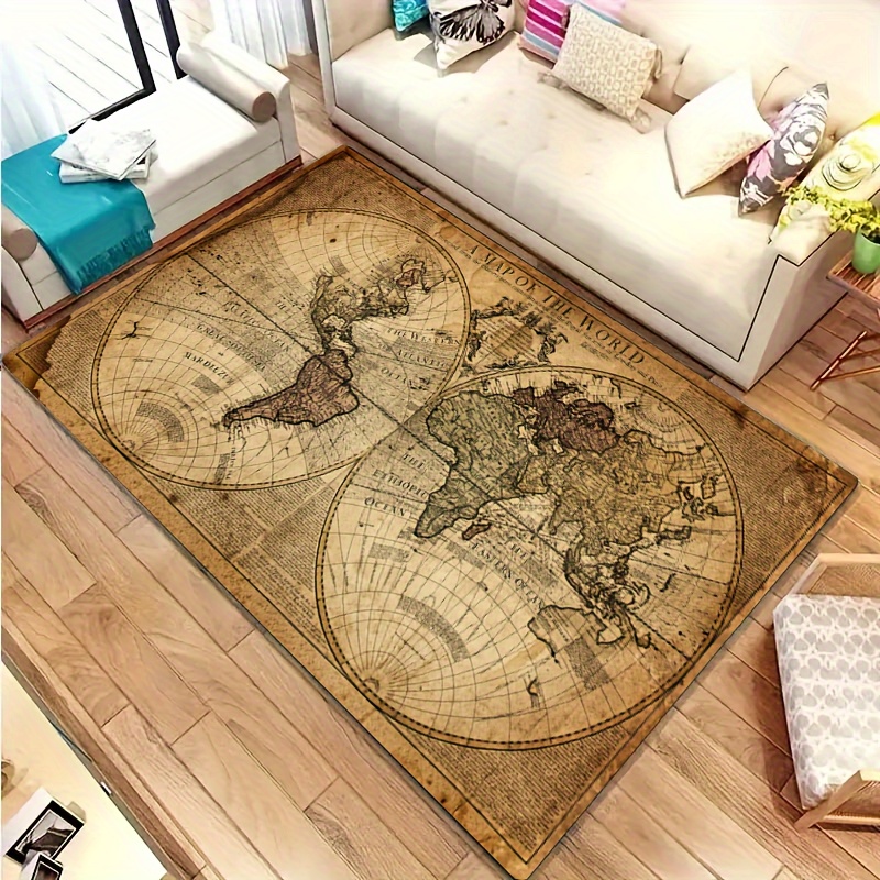 Vintage Map Design Non-Slip Fl - Home Textiles Designer avis et prix