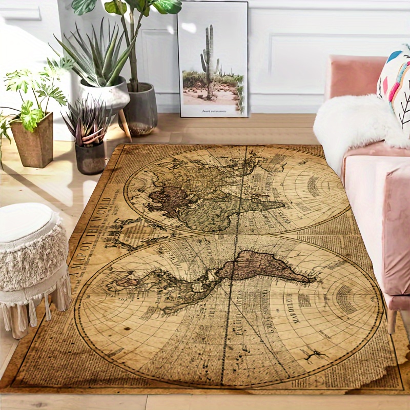 Vintage Map Design Non-Slip Fl - Home Textiles Designer avis et prix